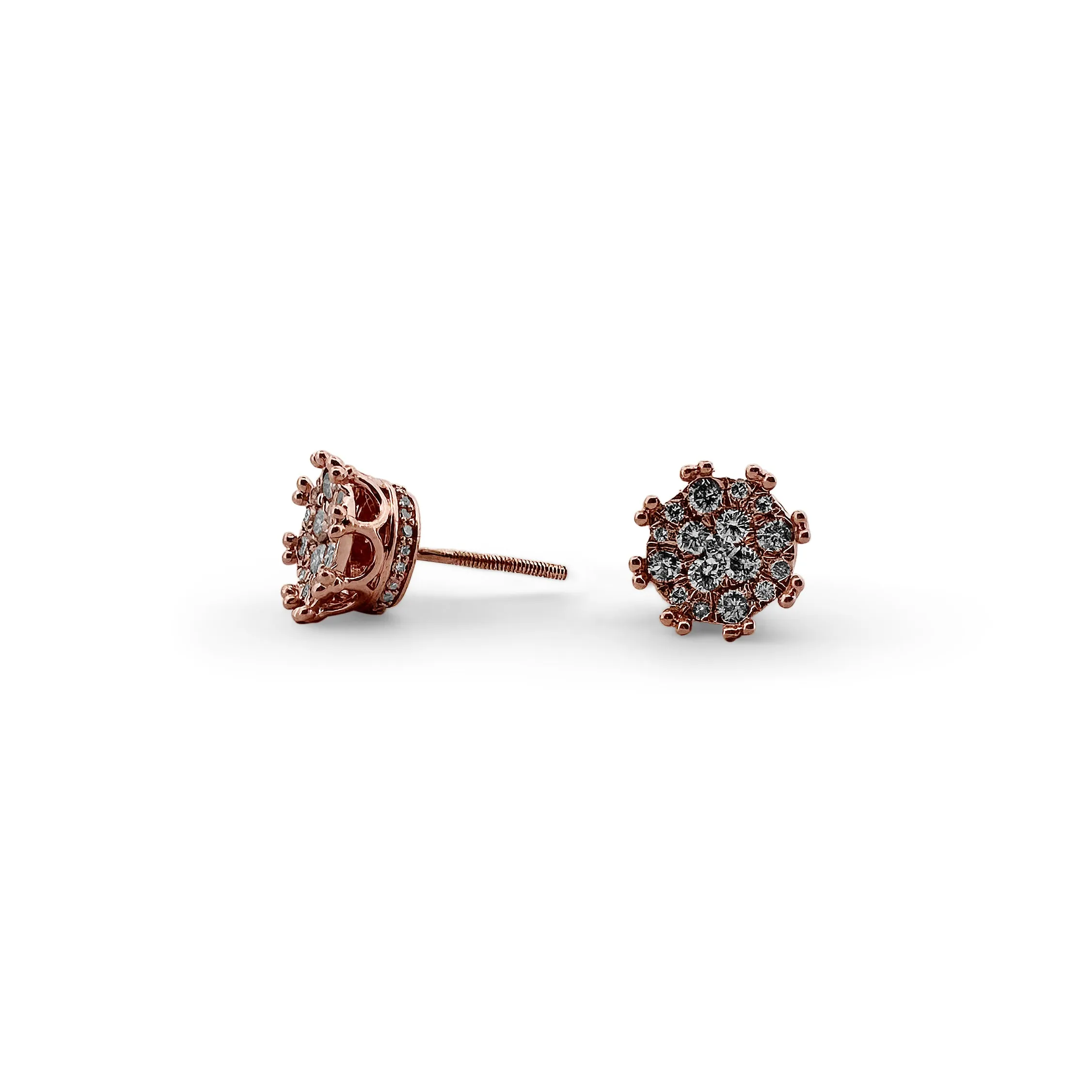 0.50ctw Round Brilliant Diamond Crown Stud Earrings in 10k Rose Gold