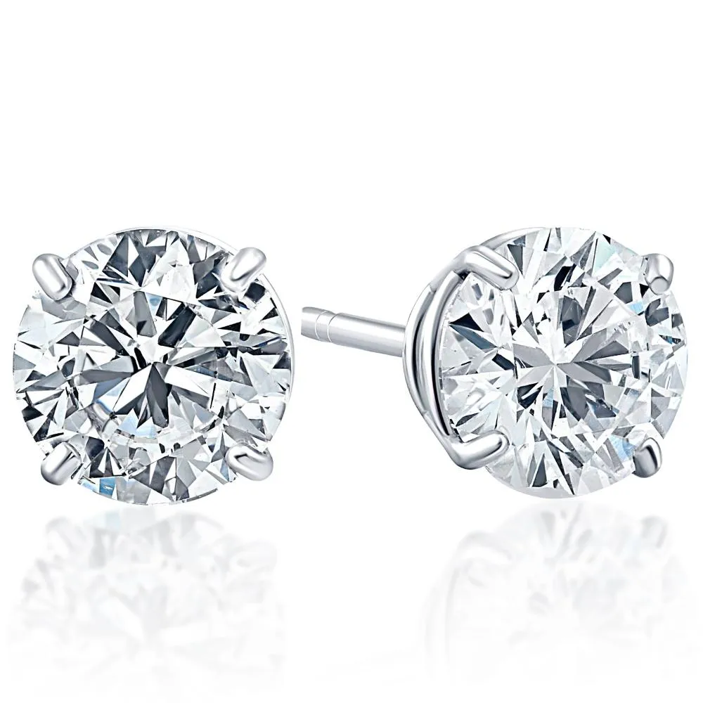 1 1/2ct VS Quality Round Brilliant Cut Natural Diamond Stud Earrings In Solid 950 Platinum