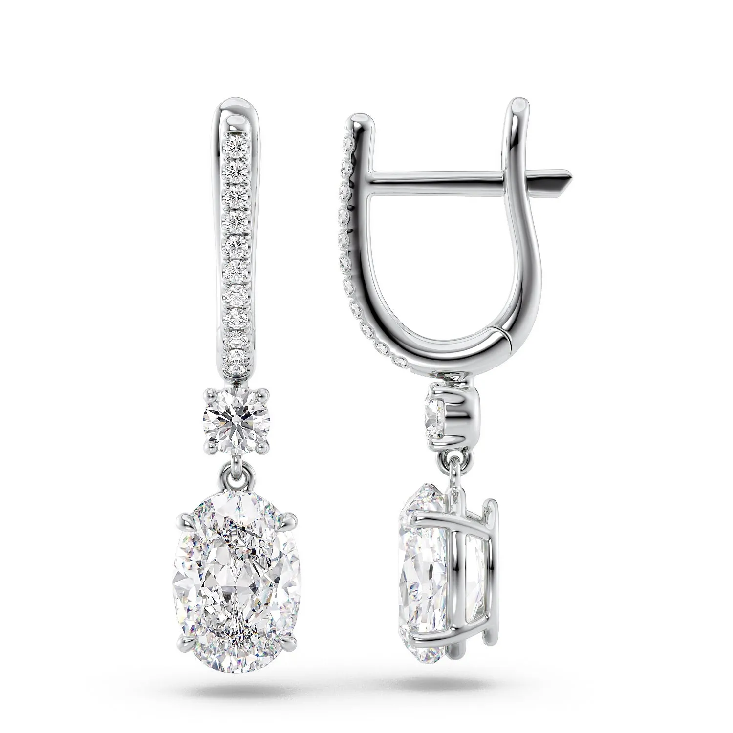 1 CTW Diamond Drop Earrings Set With Oval Lab Diamonds