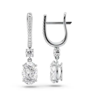 1 CTW Diamond Drop Earrings Set With Oval Lab Diamonds