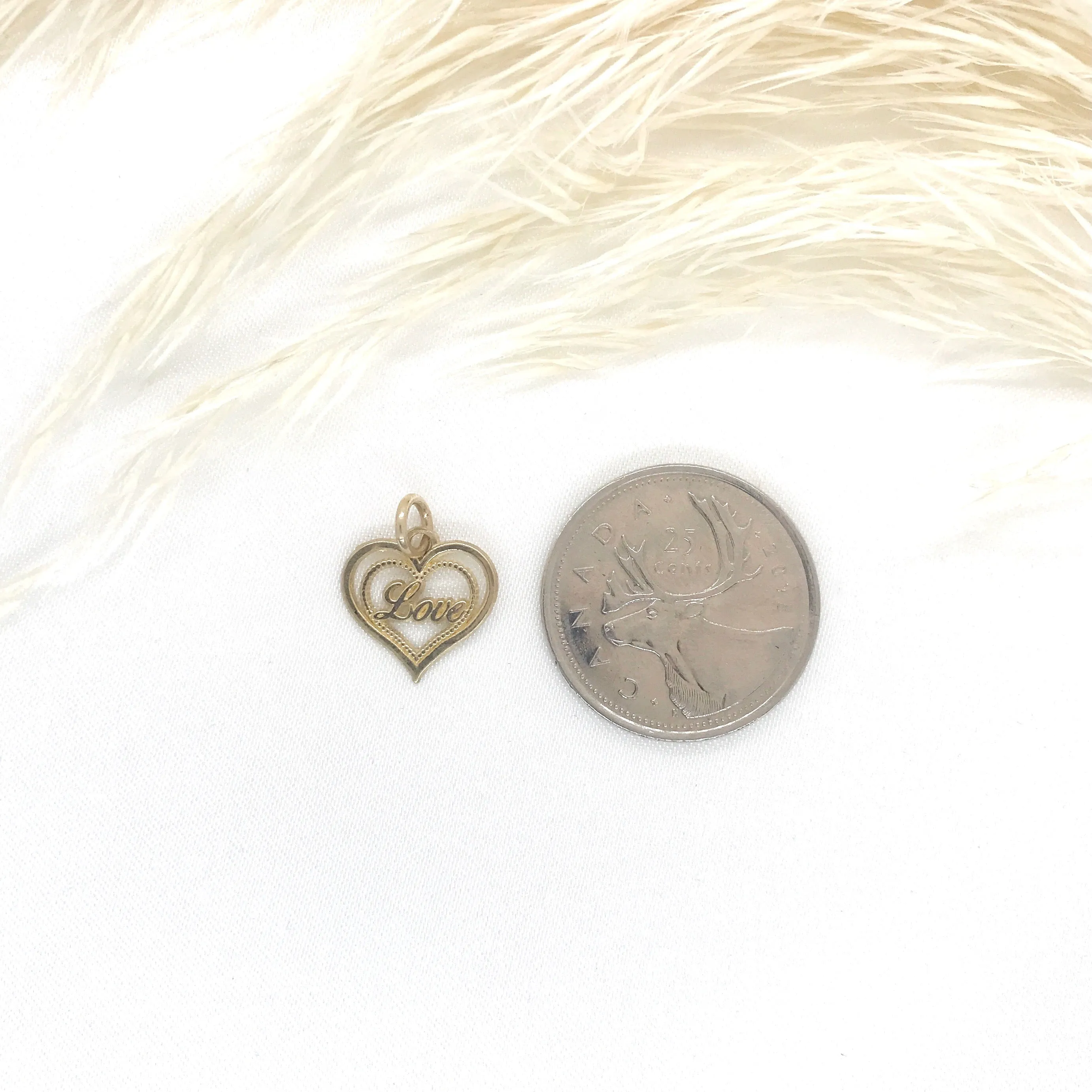 10k Gold Double Open Heart with "Love" Pendant