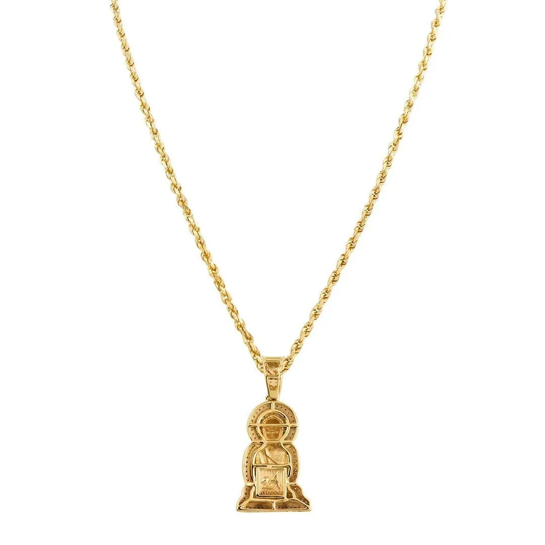 10k Two Tone Gold Diamond Buddha Pendant 0.50 Ctw