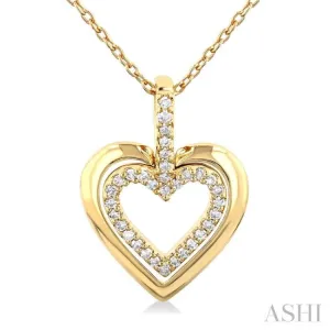 1/10 ctw Petite Twin Heart Round Cut Diamond Fashion Pendant With Chain in 10K Yellow Gold