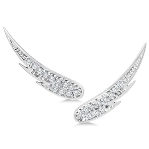 1/4 Carat Tw Diamond Angel Wing Climber Earrings In 14K White Gold