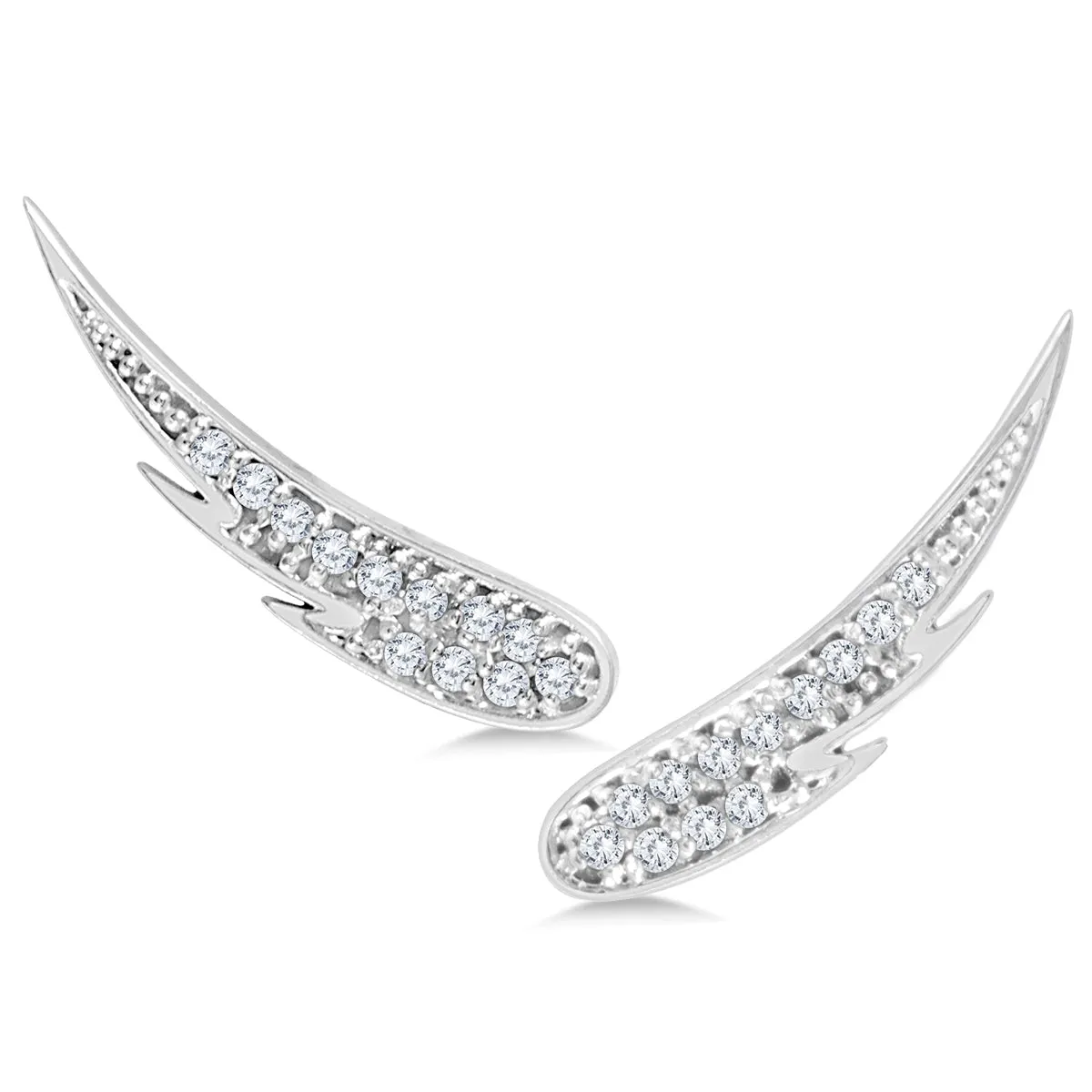 1/4 Carat Tw Diamond Angel Wing Climber Earrings In 14K White Gold