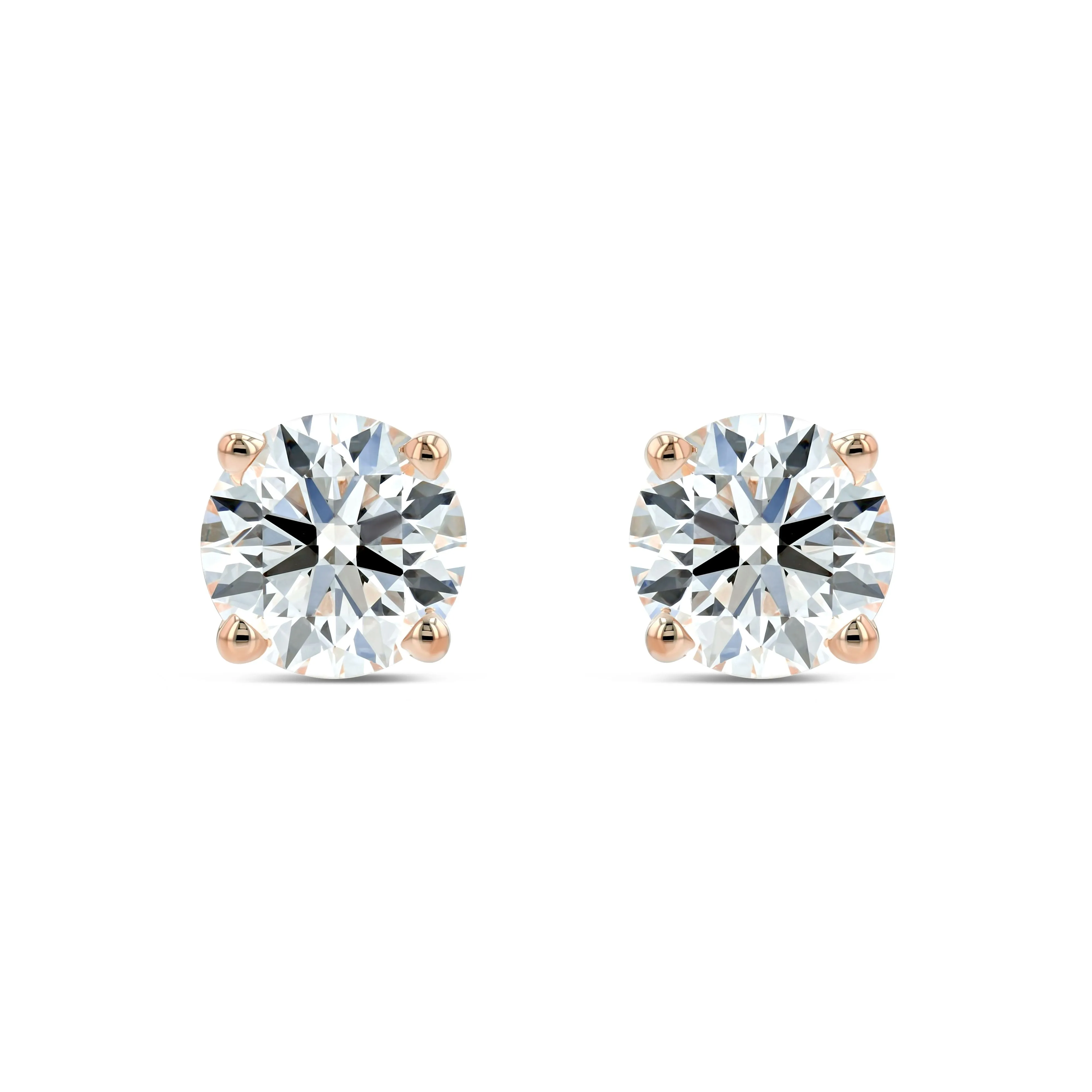 14k Rose Gold 4-prong Round Brilliant Diamond Stud Earrings (0.32 Ct. T.w., Vs1-vs2 Clarity, H-i Color)