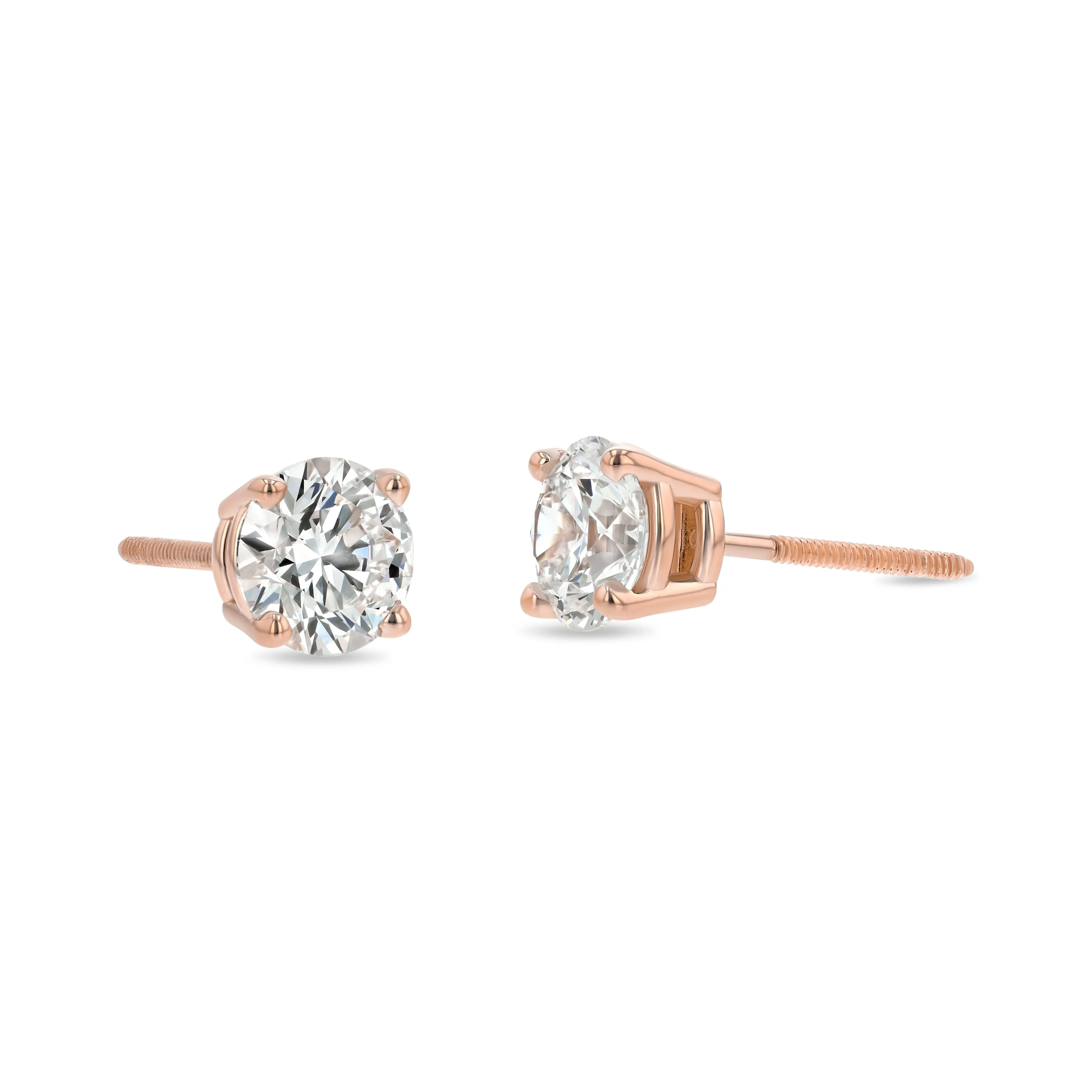 14k Rose Gold 4-prong Round Brilliant Diamond Stud Earrings (0.32 Ct. T.w., Vs1-vs2 Clarity, H-i Color)