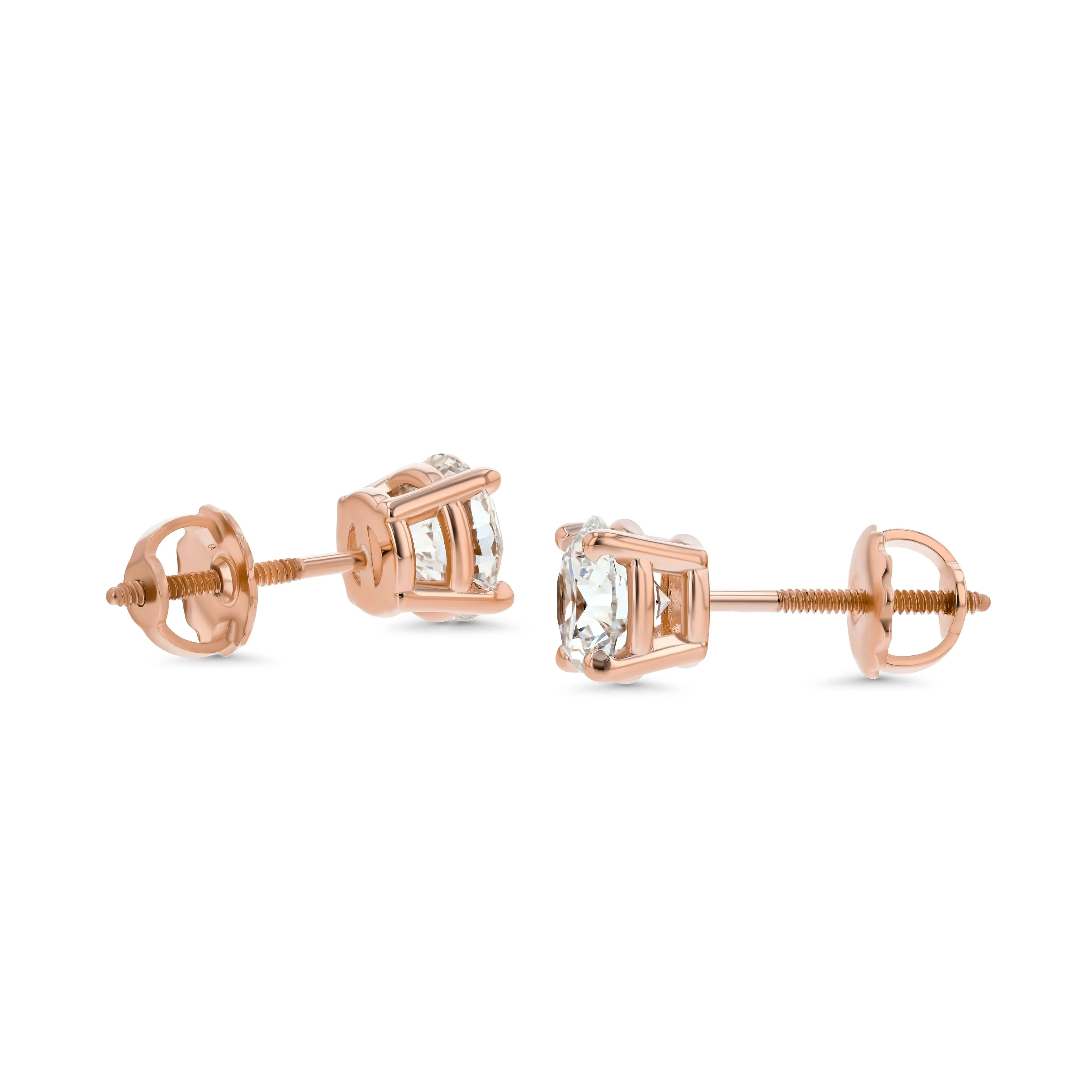 14k Rose Gold 4-prong Round Brilliant Diamond Stud Earrings (0.32 Ct. T.w., Vs1-vs2 Clarity, H-i Color)