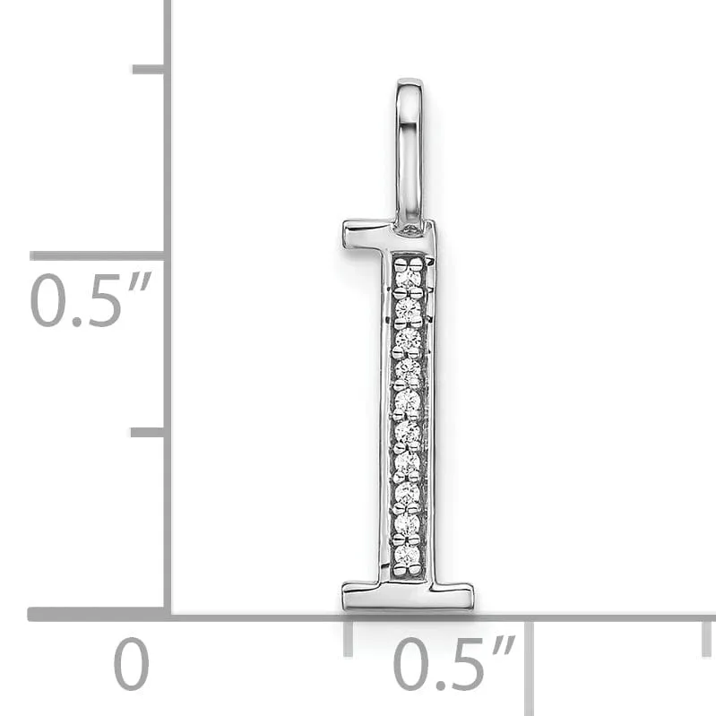 14K White Gold Diamond 0.035-CT Lower Case Style L Initial Charm Pendant