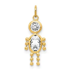 14k Yellow Gold April Boy Gemstone Charm