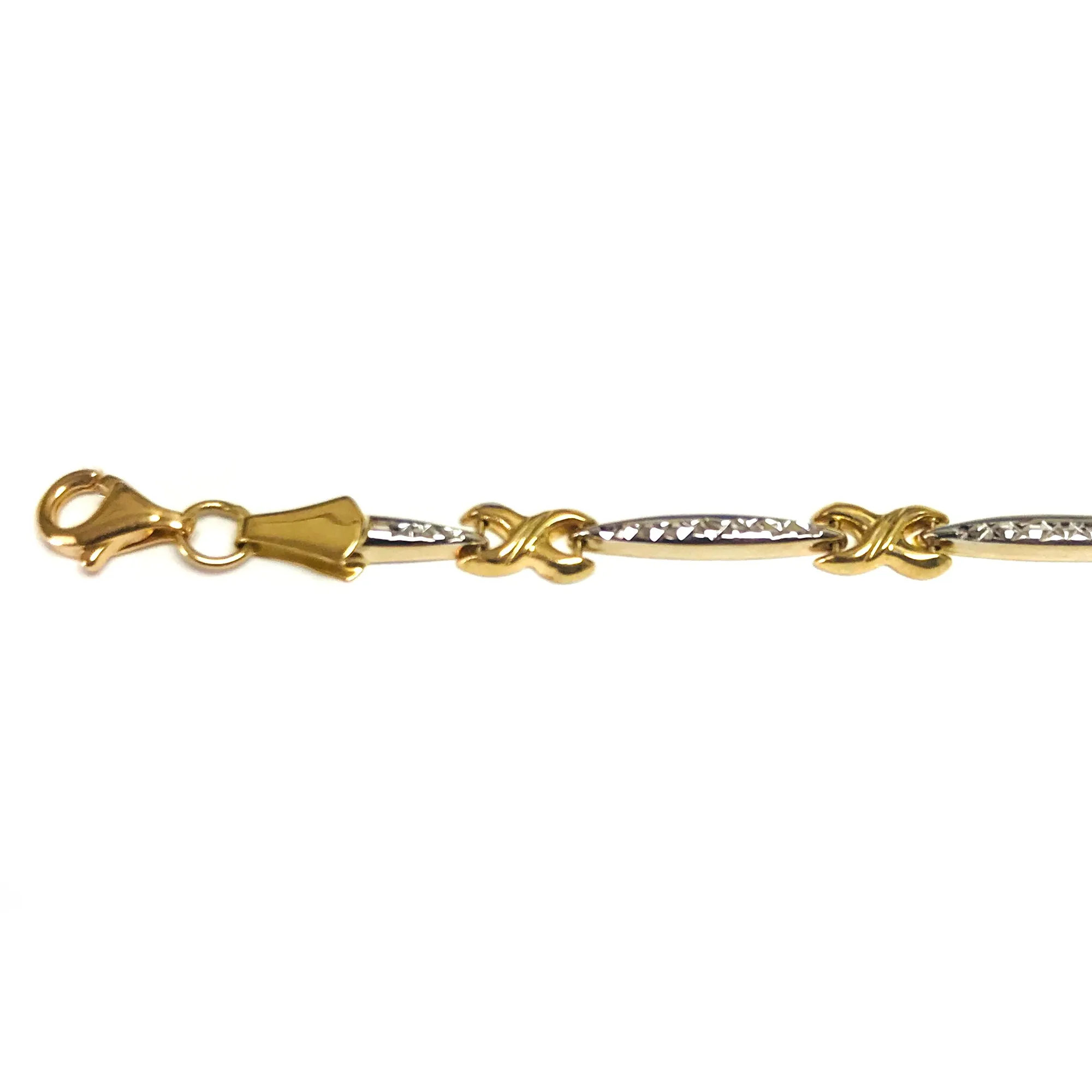 14k Yellow Gold Pear Shape Link Fancy Bracelet, 7.25