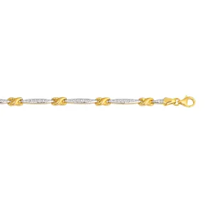 14k Yellow Gold Pear Shape Link Fancy Bracelet, 7.25