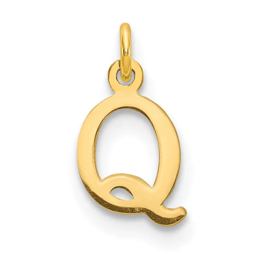 14k Yellow Gold Polished Finish Cut-Out Letter Q Initial Design Charm Pendant