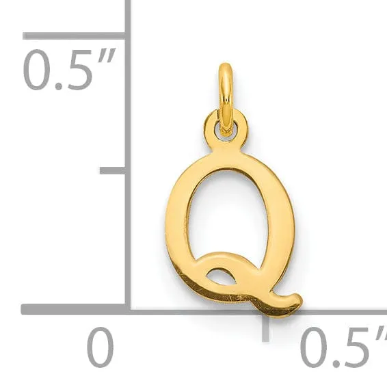 14k Yellow Gold Polished Finish Cut-Out Letter Q Initial Design Charm Pendant