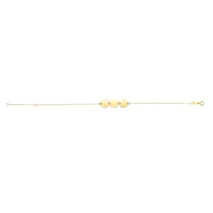 14k Yellow Gold Round Disc Charm Fancy Bracelet, 7"