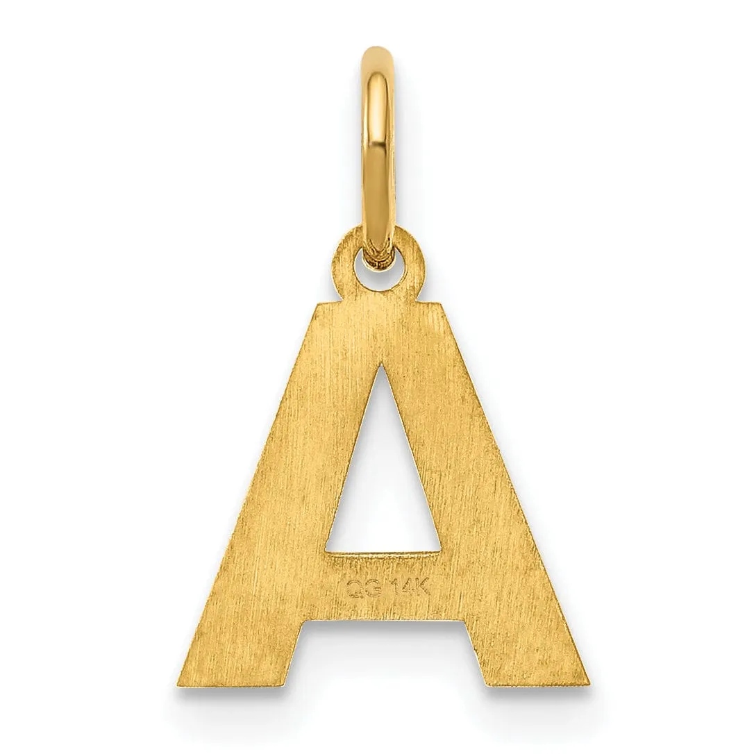 14k Yellow Gold  Small Size Letter A Initial Block Pendant