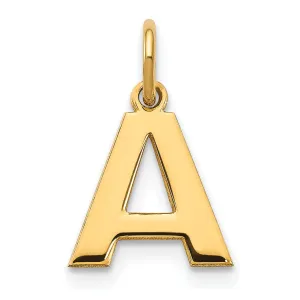 14k Yellow Gold  Small Size Letter A Initial Block Pendant