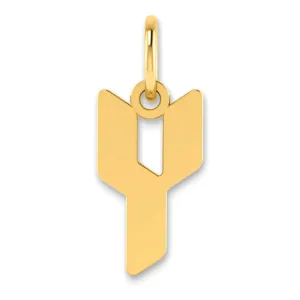 14K Yellow Gold Upper Case Letter Y Initial Charm Pendant