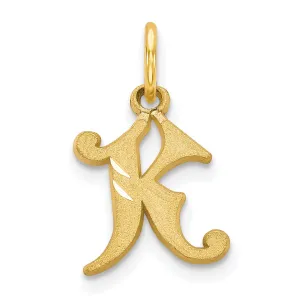 14k Yellow GoldSmall Script Design Letter K Initial Charm Pendant