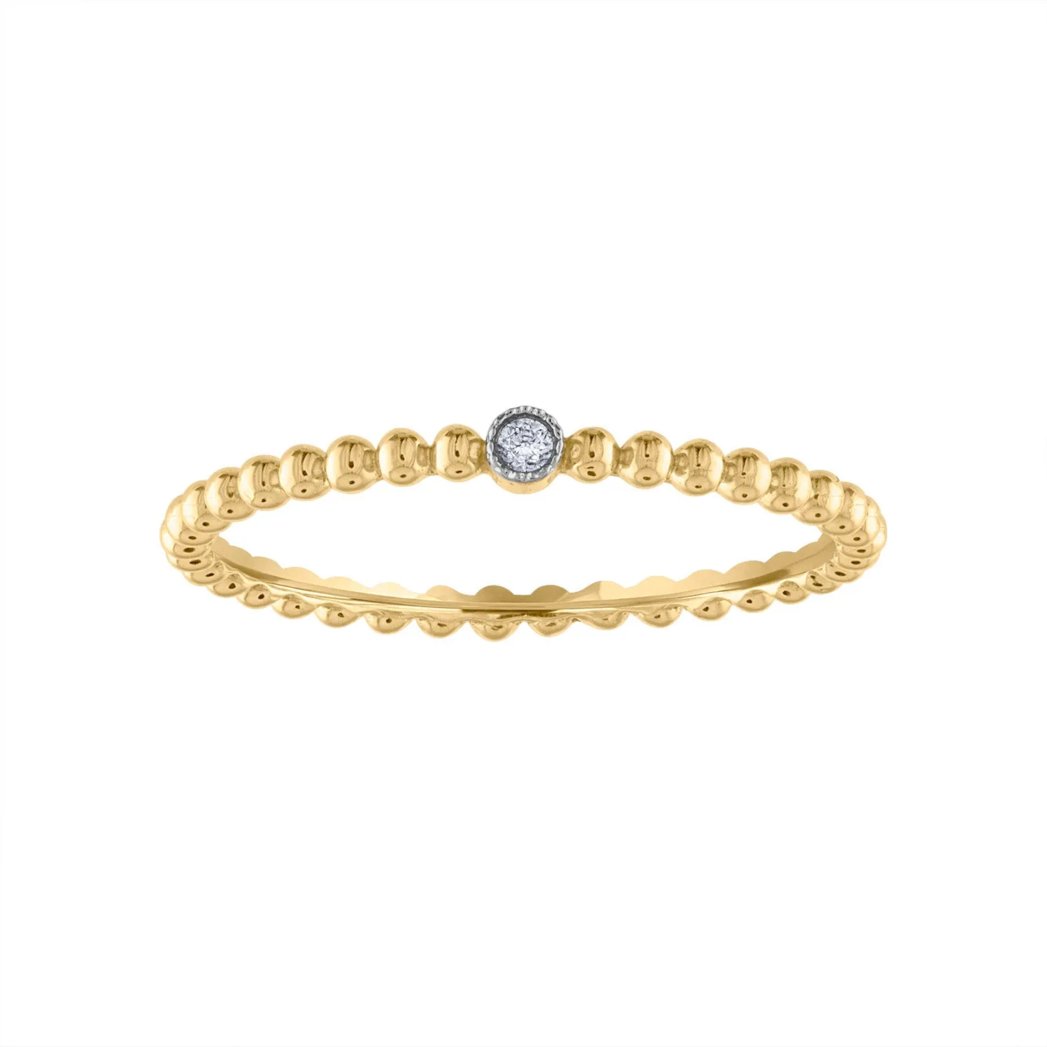 14KT GOLD DIAMOND MINI BEZEL BALL RING