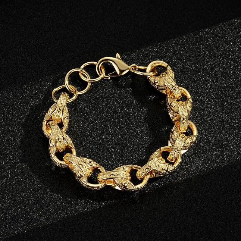 14mm Gold Bulldog Tulip Bracelet 8/9 Inch