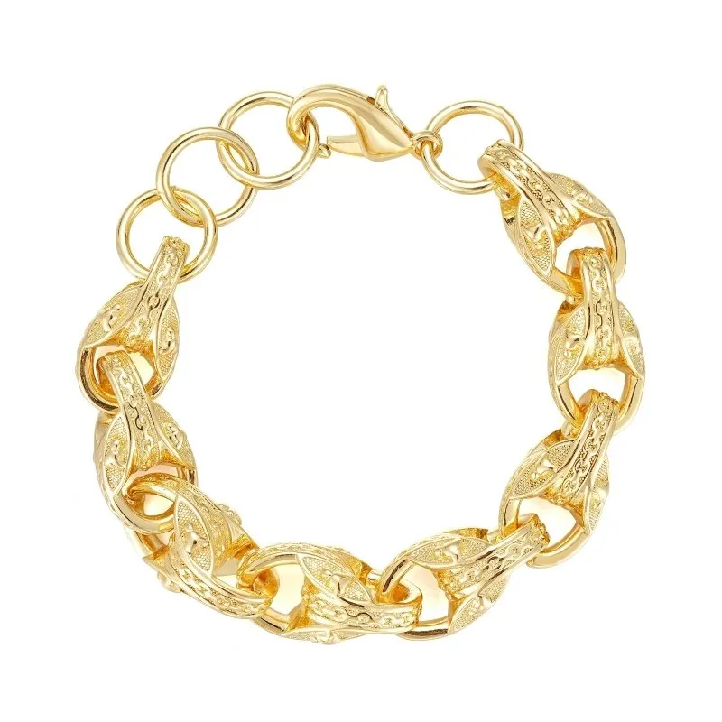 14mm Gold Bulldog Tulip Bracelet 8/9 Inch