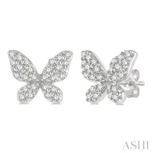 1/5 Ctw Butterfly Motif Round Cut Diamond Petite Fashion Earring in 14K White Gold