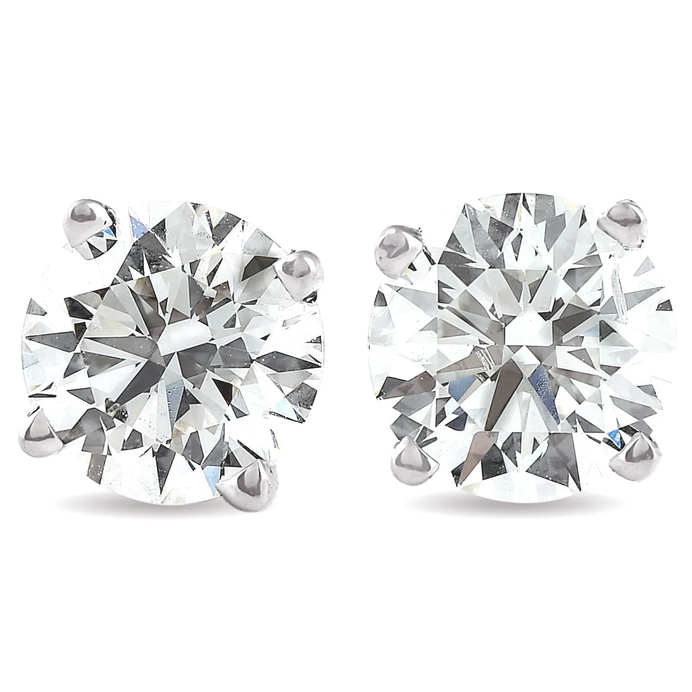 1.50 Ct Round Cut Natural Diamond Studs in 14K White or Yellow Gold