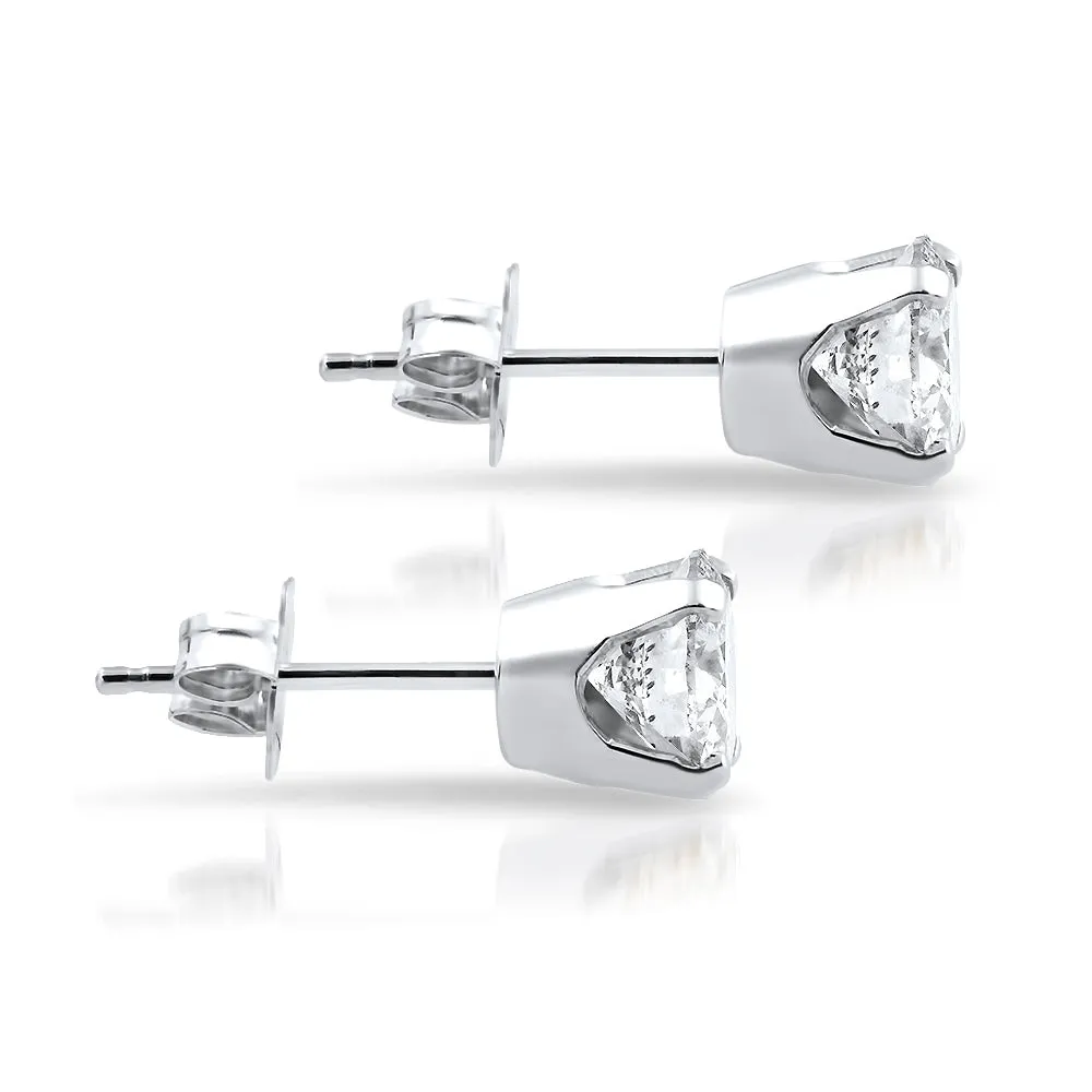 1.50 Ct Round Cut Natural Diamond Studs in 14K White or Yellow Gold