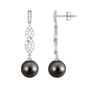 16.50 CT Tahitian Pearl Infinity Dangle Earrings with Diamond