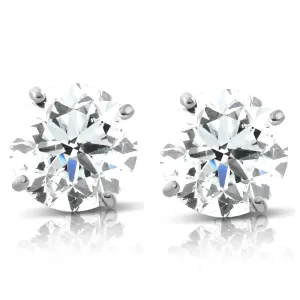 1.70 cttw 14K White Round Cut Studs Earrings Screw Back