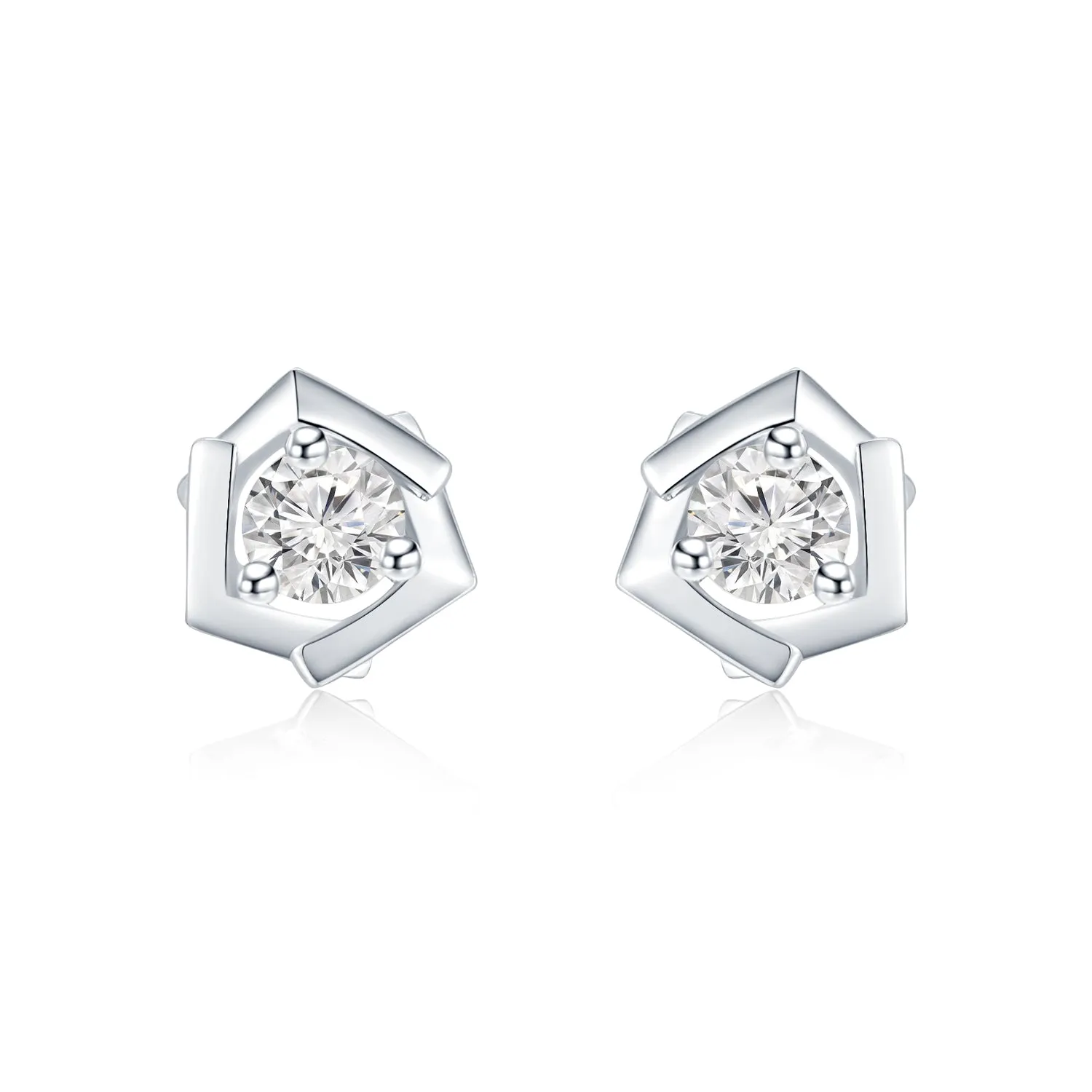 18K White Gold Brilliant Cut Diamond Earrings