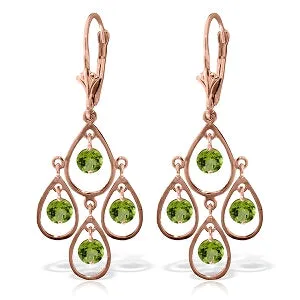 2.4 Carat 14K Solid Rose Gold Peridot Tiered Earrings