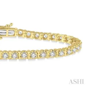 3 ctw Round Cut Diamond Tulip Bracelet in 14K Yellow Gold