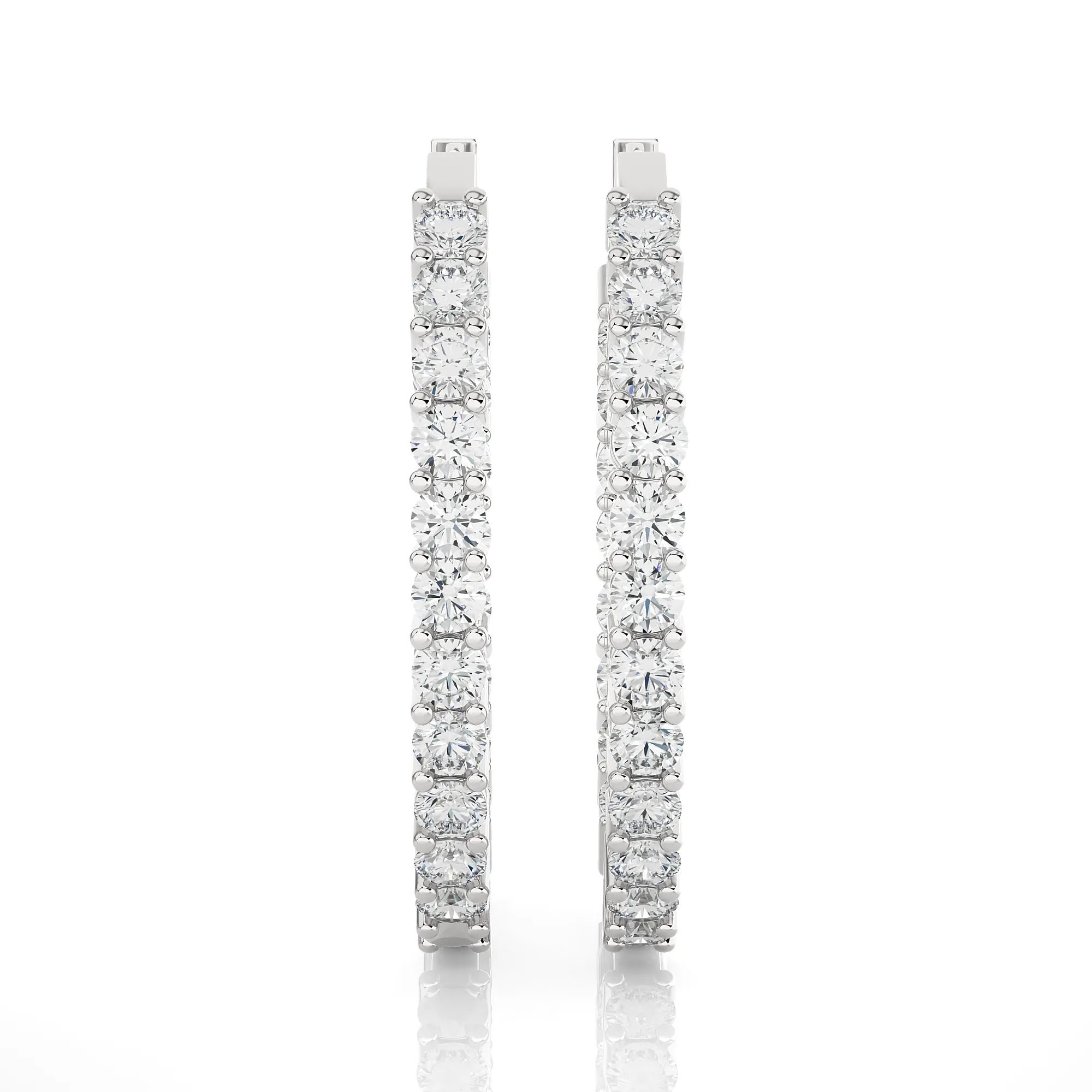 4 ctw Round Lab Grown Diamond Inside Out Hoop Earrings