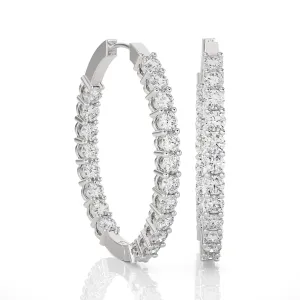 4 ctw Round Lab Grown Diamond Inside Out Hoop Earrings