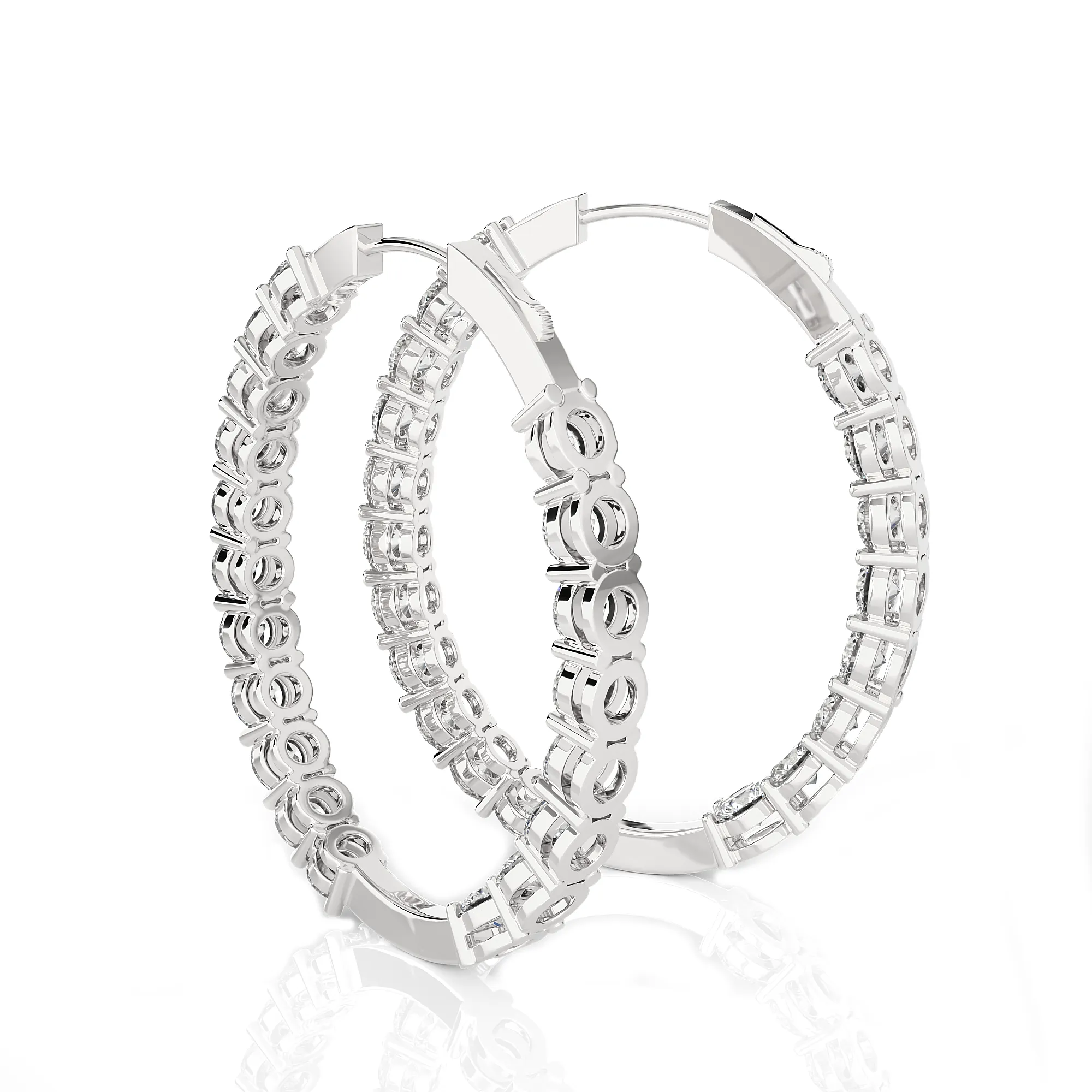 6 1/2 ctw Round Lab Grown Diamond Inside Out Hoop Earrings