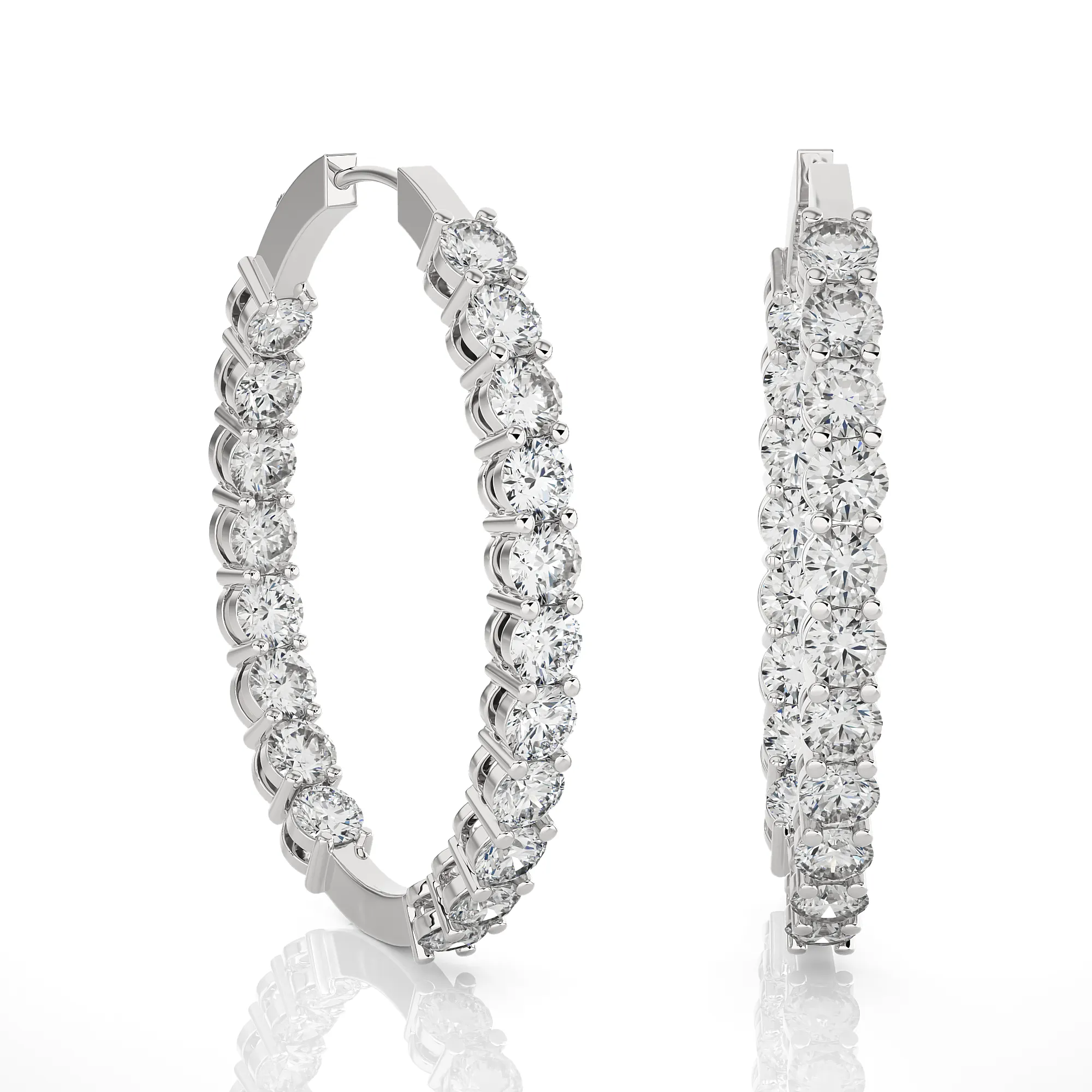 6 1/2 ctw Round Lab Grown Diamond Inside Out Hoop Earrings