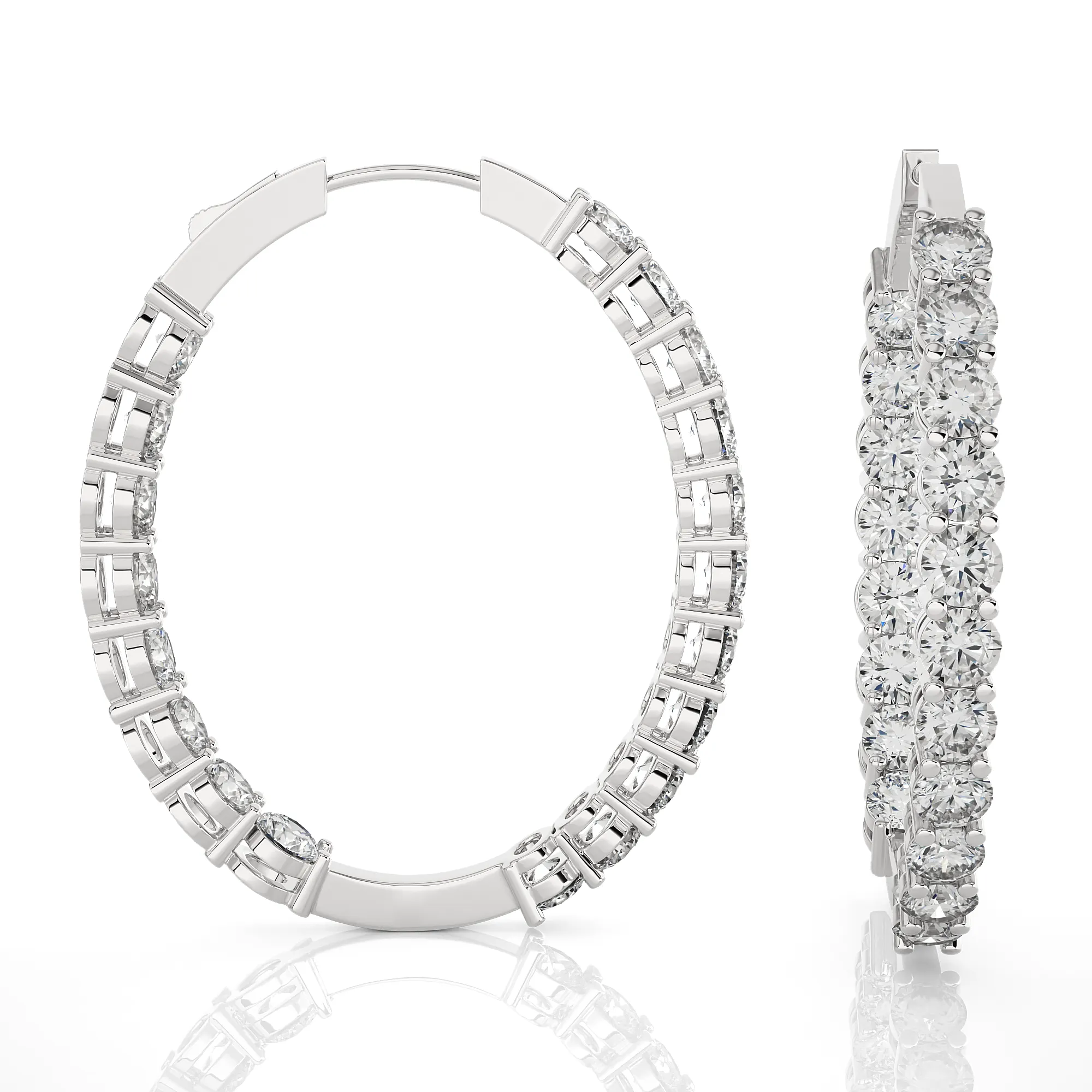 6 1/2 ctw Round Lab Grown Diamond Inside Out Hoop Earrings