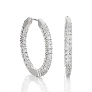 7/8 ctw Round Lab Grown Diamond Inside Out Hoop Earrings