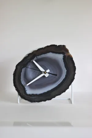 7" Gray Agate Desk Clock