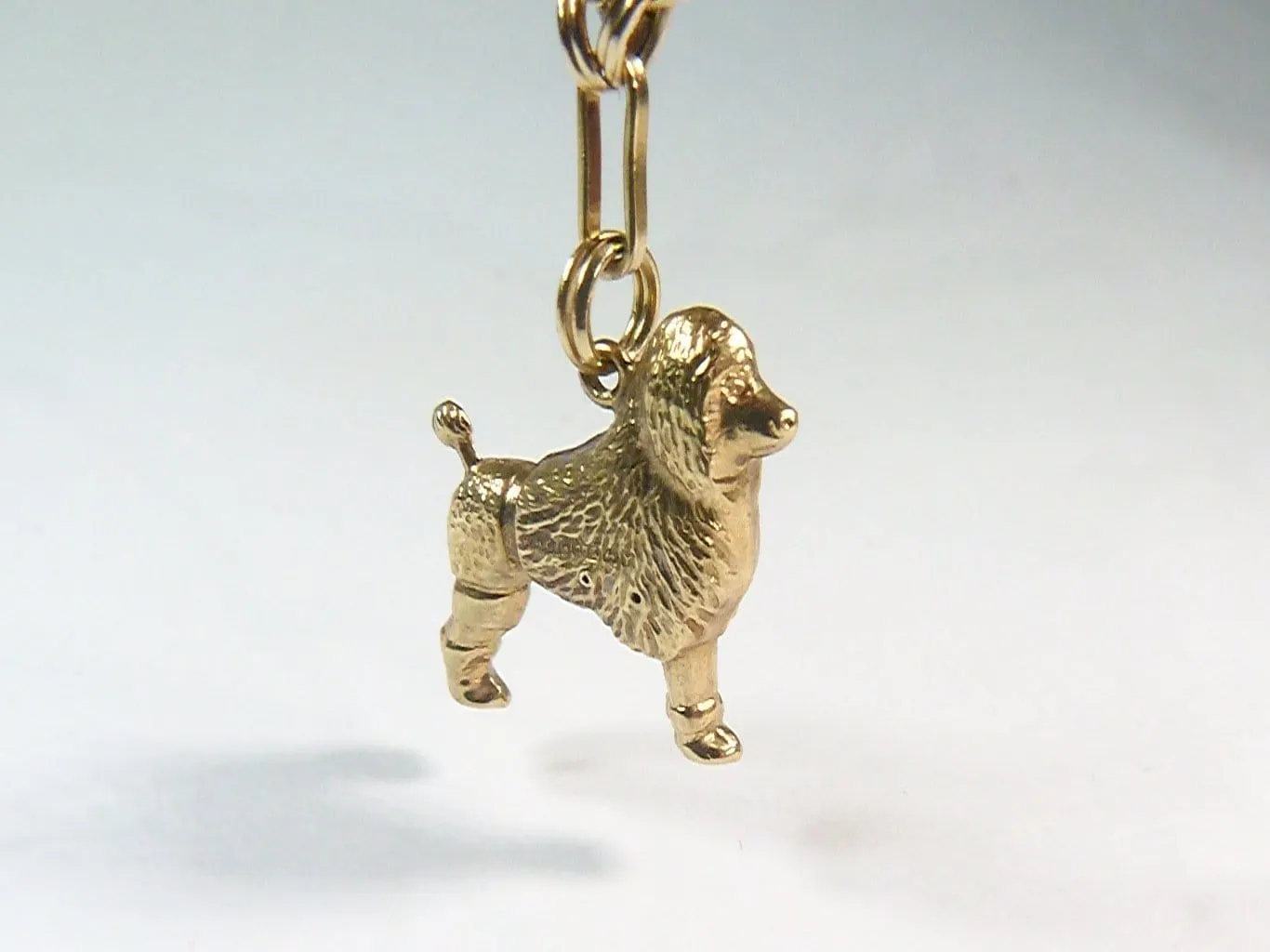 9ct Gold Bracelet Poodle And Heart / Locket Charms 1970s Solid Gold Bracelet Poodle Owners Gift