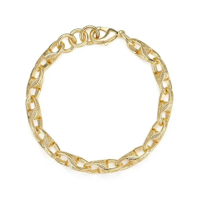 9mm Kids Gold Patterned Tulip Bracelet 6/7 Inches