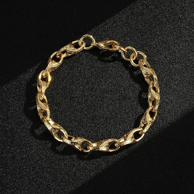 9mm Kids Gold Patterned Tulip Bracelet 6/7 Inches