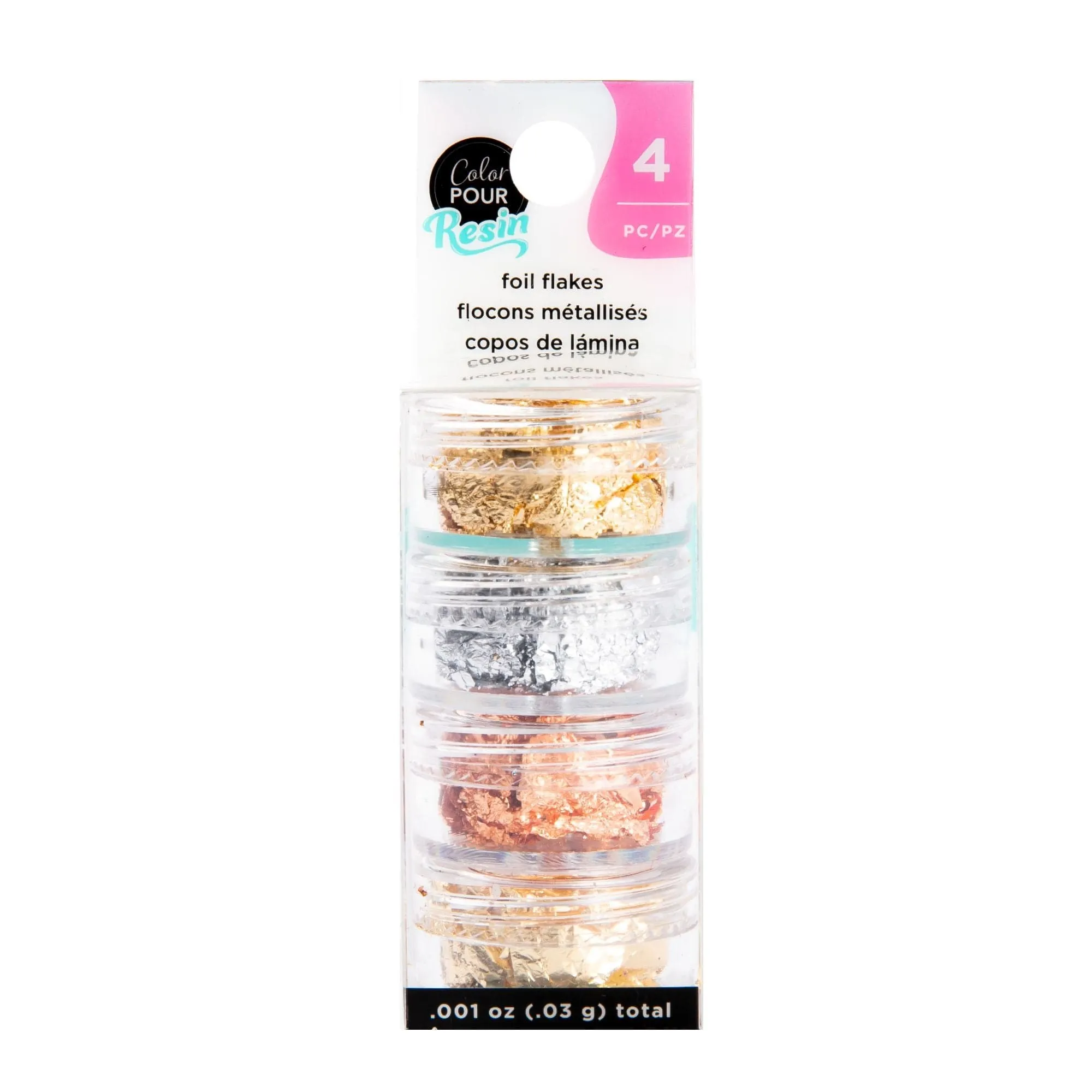 American Crafts Color Pour Resin Mix-Ins-Foil Flakes - Metallic 4/Pkg