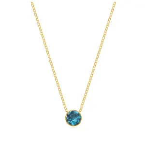 Birthstone Solitaire Necklace-September London Blue Topaz