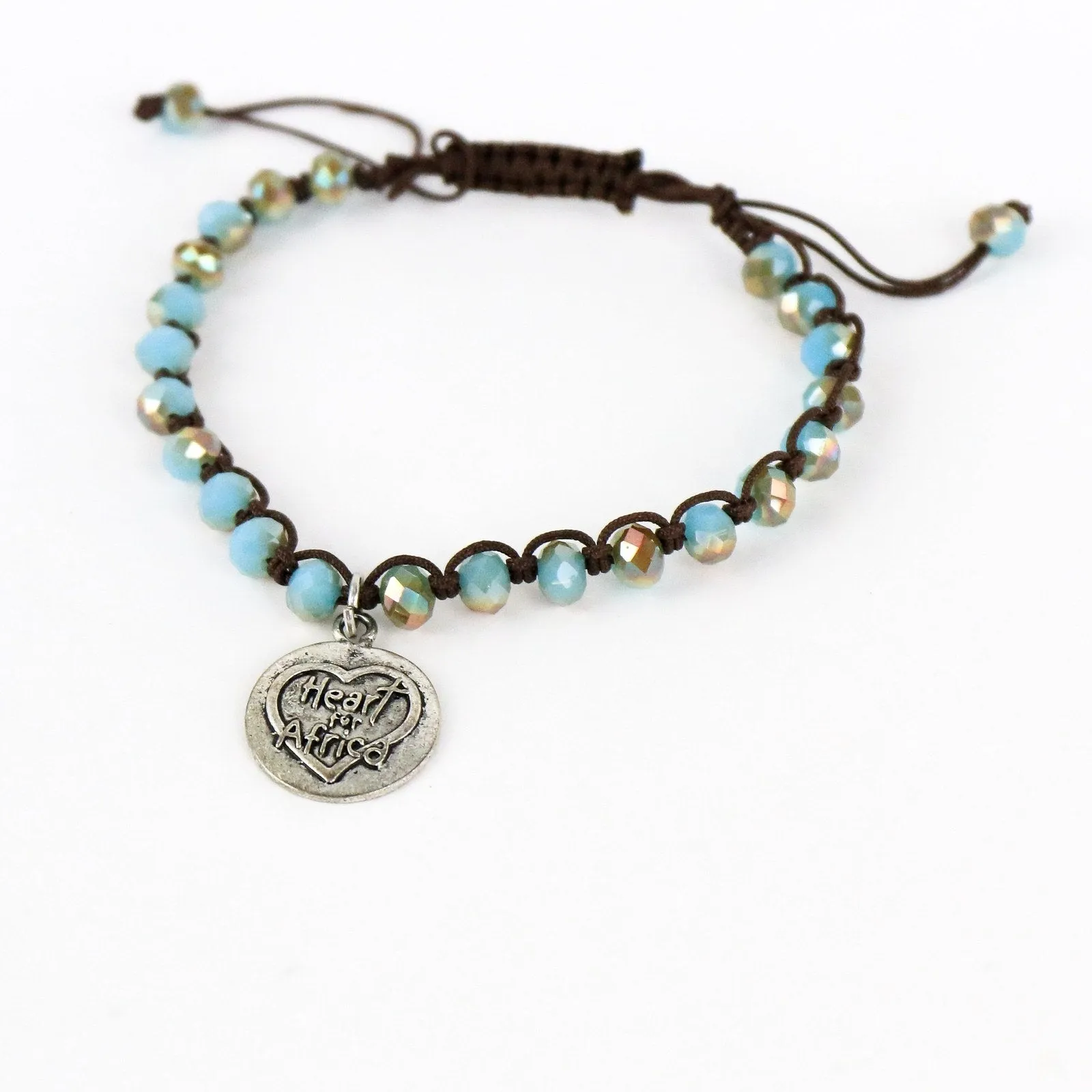 Blue Glass Corded Bracelet