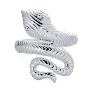 Boho Retro Serpent Snake Silver Ring: Egyptian Wrap Coil Band Sterling