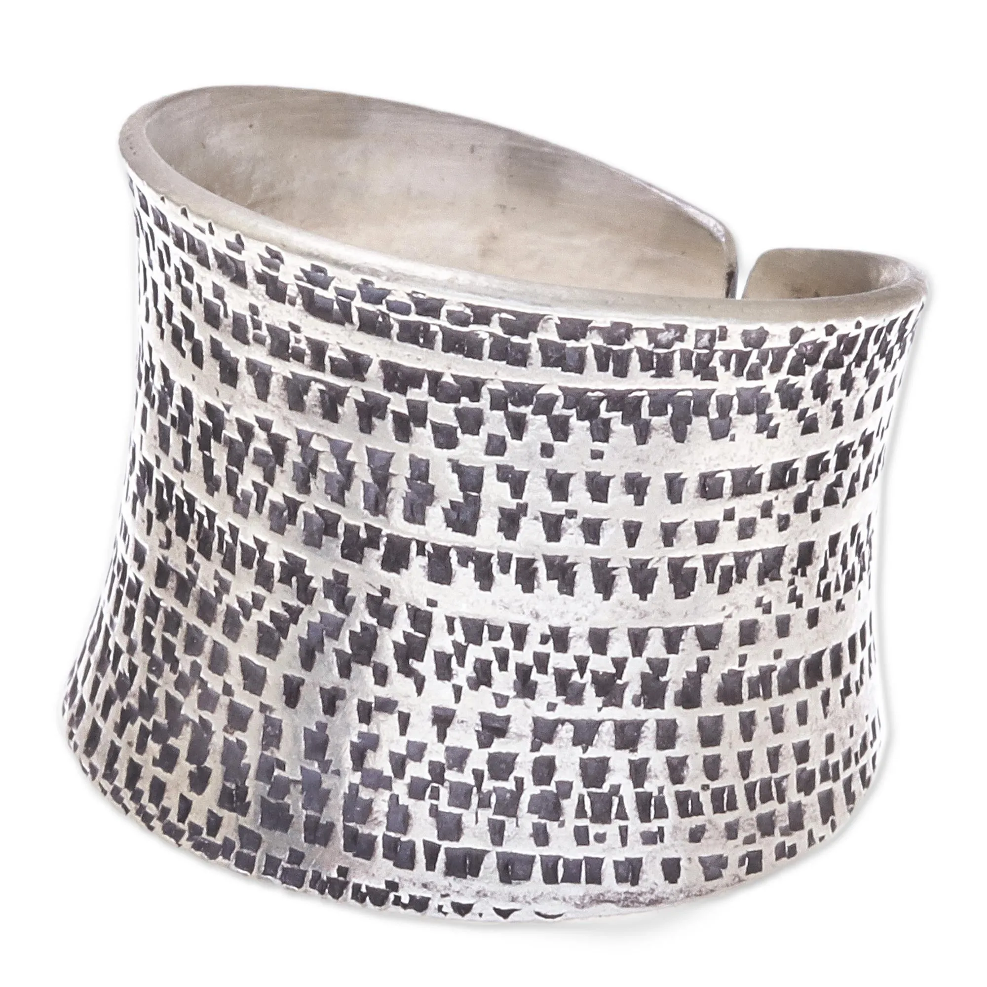 Breath of Autumn Patterned Sterling Silver Wrap Ring from Thailand