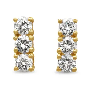 Brilliant Cut Diamond Drop Stud Earrings 0.86cts - 18ct Yellow Gold